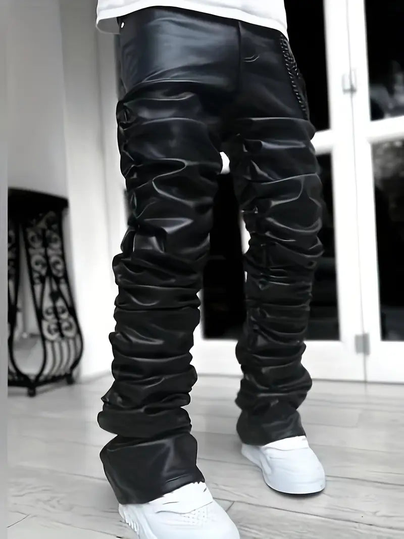 Black Heartz Faux Leather Pants